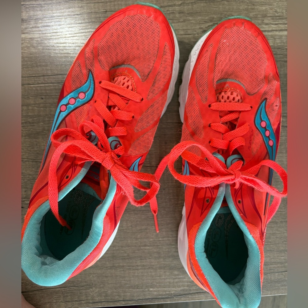 Saucony Womens Kinvara5 S10238-2 Orange & Blue Athletic Running Shoes. - Picture 7 of 10